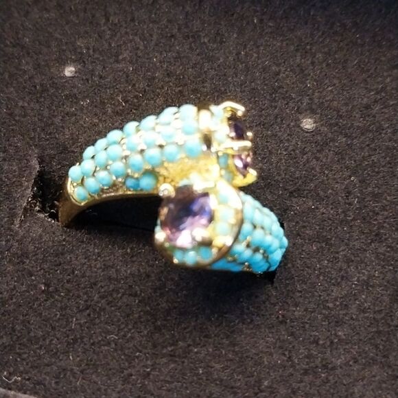 Turquoise and amythist Ring...Size 7. - Picture 2 of 7